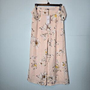 J.O.A. Women's Pink Floral Lace-Up Wide Leg Ankle Trousers Pants Size XS